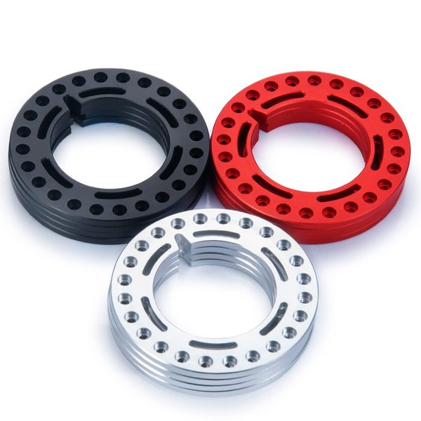 RCLIONS 4pcs Aluminum 1.9inch RC Beadlock Wheel Rim Replacement Ring for 1/10 RC Crawler Car 1.9" Wheels/Rims (Red)