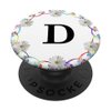 Cell Phone Pop Out Holder,Floral White Daisy Flower Letter D PopSockets Grip and Stand for Phones and Tablets