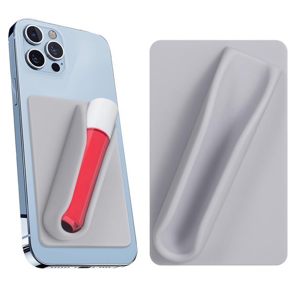 TOPGO Lip Gloss Holder Sleeve for Cell Phone, Silicone Lipstick Lip Case Suitable for Android/IPhone Smartphones, Back adhesive lipstick holder Compatible for Lip Glazes, Lip Oils, Lipsticks (Gray)