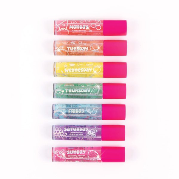 3C4G Days of the Week Lip Gloss Set for Girls - 7 Pack Kids Lip Gloss Kit for Girls, Tweens & Teens - Clear Flavored Lip Gloss Makeup Kit - Roll On Lip Gloss for Girls 8-10-12-14 by Make It Real