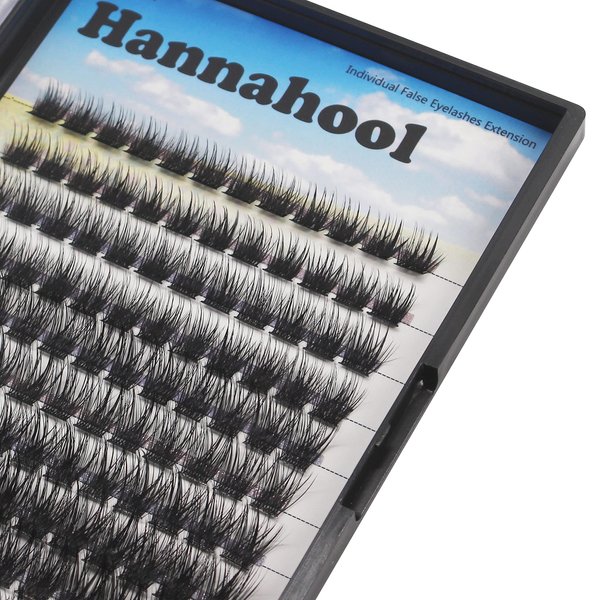 Hannahool 120pcs D Curl Individual Wide Stem Cluster DIY Eye Lashes Extensions Mixed 10-12-14-16mm/14-16-18mm/12-14-16mm Makeup Dramatic Volume Lashes (mixed 10-12-14-16mm)
