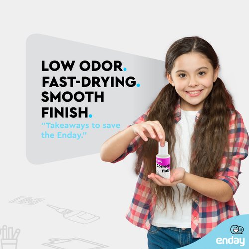 White Out Liquid Correction Fluid Pack of 4, White Fluid .7 fl. Oz. / 20 ml Multi-Purpose Smooth Wite Out Corrector for school, Office, and Home – by Enday