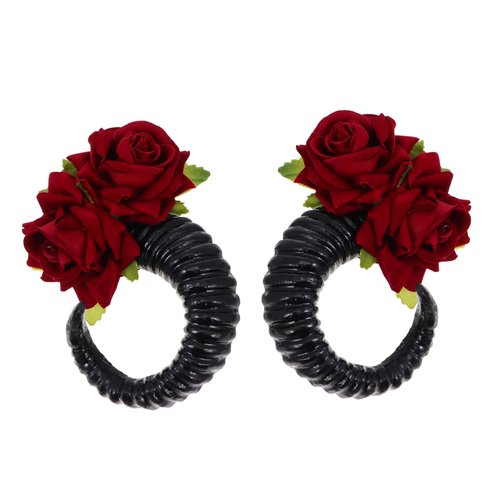 1 Pair Devil Horn Hair Clips Halloween Gothic Rose Ram Horn Hair Clips Sheep Horn Devil Horn Hair Barrette Hairpins for Halloween Party Festival