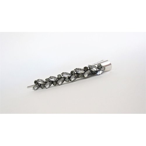 Generic Silver alligator hair claw clip with clusters of gray crystals (Length: 5)