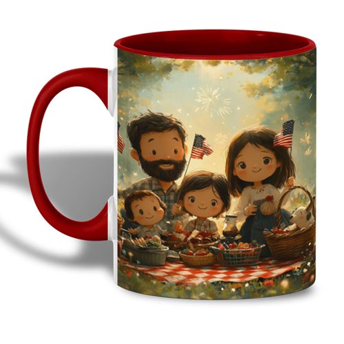 ANOVRA Earth Day Family Picnic Ceramic Mug - Sustainable Living Coffee Cup - Eco Friendly Nature Art - Celebrating Togetherness and Environmental Awareness, 11oz
