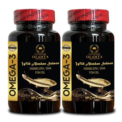 Fish Oil Premium - Dietary Supplement, Natural Fish Oil Liquid softgels, Supports Brain and Cognitive Function, Non-GMO 2 Bottles 120 Capsules