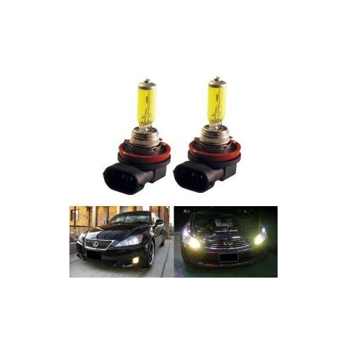 GOLDEN YELLOW 100w ONE PAIR HALOGEN XENON GAS FILLED H11 FOG LIGHT BULBS for 06 07 08 09 10 Ford Fusion/ 08 09 Ford Taurus (including X model)/ 08 09 Honda Accord 2dr/ 04 05 06 07 08 09 Honda Civic (including Hybrid)/