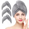 BEoffer Microfiber Hair Towel, 3 Packs Hair Towels for Women, Men,Kids, Quick Dry Hair Wrap Towels for Curly,Long, Curly Hair Anti Frizz (Gray)