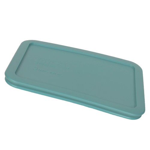 Pyrex Bundle - 2 Items: 7210-PC 3-Cup Turquoise Rectangle Plastic Food Storage Lids - Original Genuine Pyrex Lids - 2 Pack - Made in the USA