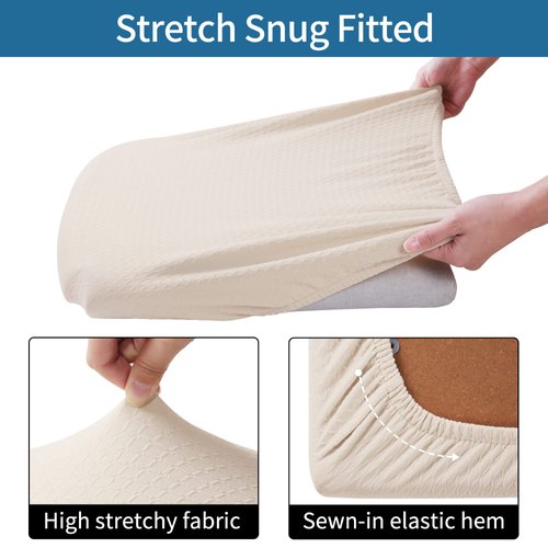 smiry Seat Covers for Dining Room Chairs Stretch Jacquard Dining Room Chair Seat Covers Set of 4, Beige