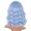 LANICE Light blue Short Bob Wigs with Bangs for Women Loose Wavy Hair Shoulder Length Wigs Synthetic Colorful Wigs for Cosplay Daily PartyUse(Light blue，12inch)