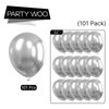 PartyWoo Metallic Silver Balloons, 101 pcs 12 Inch Silver Metallic Balloons, Silver Balloons for Balloon Garland or Arch as Wedding Decorations, Birthday Decorations, Party Decorations, Silver-G102