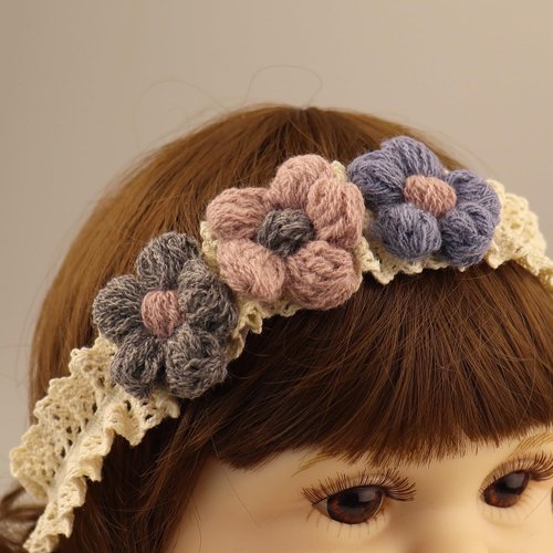 Bethynas Cute lace Bowknot Headband for Baby Girls Handmade Fabric Flower Baby Elastic Hairband Floral Bow Hair Accessories for Newborn Infant Toddlers (Flower - purple)