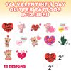 ArtCreativity Valentines Glitter Tattoos for Kids, 144 Pack, Temporary Tattoo Valentines Day Party Favors in 12 Cute Designs, Valentines Gifts for Kids, Class Rewards, and Goodie Bag Fillers