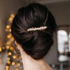 AW BRIDAL Pink Bridal Hair Comb Wedding Hair Piece Bride Hair Clip Bridesmaid Wedding Hair Accessories (Gold)