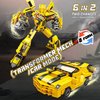 Transforming Building Blocks Set for Adults, Convertible Truck and Robot Building Kit Model, 6 in 2 Building Creative Action Mech Toys Halloween Xmas Gift for Boys and Girls (Yellow)