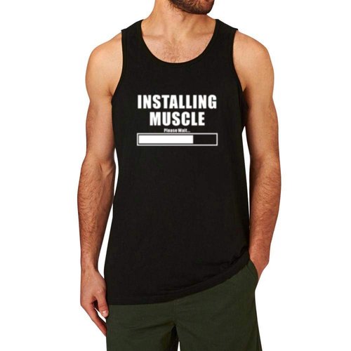 WINGZOO Workout Tank Top for Men-Mens Humor Funny Saying Fitness Gym Graphic Racerback Sleeveless Shirts Black