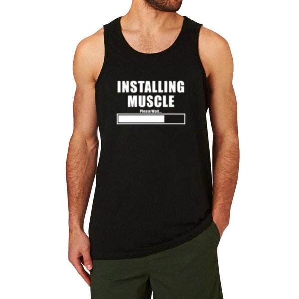 WINGZOO Workout Tank Top for Men-Mens Humor Funny Saying Fitness Gym Graphic Racerback Sleeveless Shirts Black