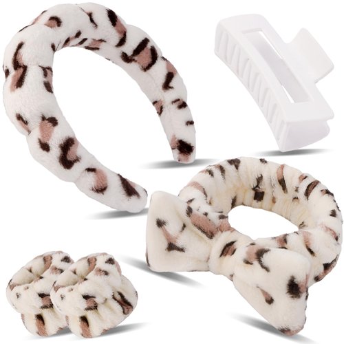 Canitor Spa Headband Wrist Bands Set with Hair Clips Skincare Headband for Washing Face Non Slip Puffy Terry Cloth Makeup Headband Cute Women Teen Girls Gifts Trendy Stuff Hair Accessories