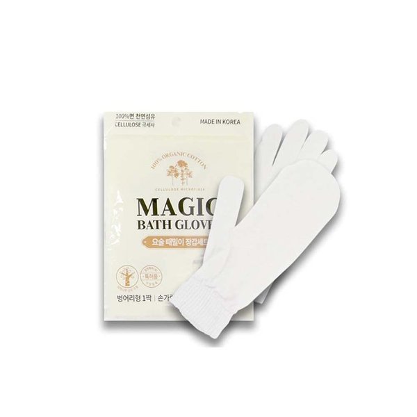 Jungjun Industry Korean Magic Body Scrub Gloves(Finger & Mitten) White Korean Spa Bath Washcloth Maya 정준산업 요술때밀이장갑