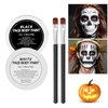 White Black Face Body Paint,Halloween Clown Makeup Kit with 2 Brushes,Professional White Black Face Body Painting Kit for Clown, Joker, Theater, Cosplay, Costume, SFX Make-up