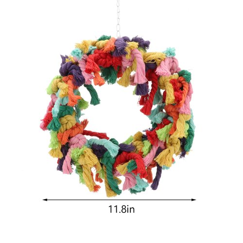 Hypeety Pet Toy Cotton Ring for Parrot Exercise, Chew, Snuggle Bird Toys, 30 cm / 11.8 in Diameter