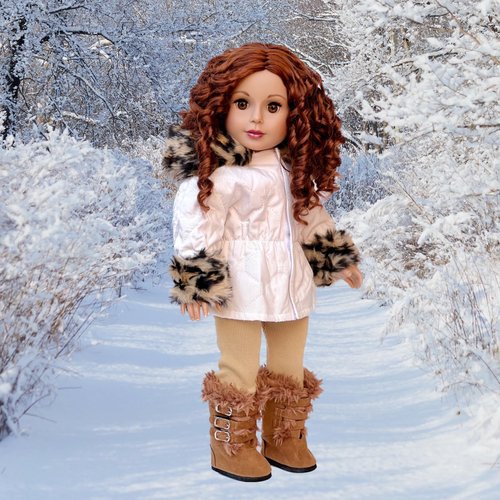 Winter Fun - 3 Piece Outfit - Ivory Parka with Leggings and Boots - Clothes Fits 18 Inch Doll Clothes (Doll Not Included)