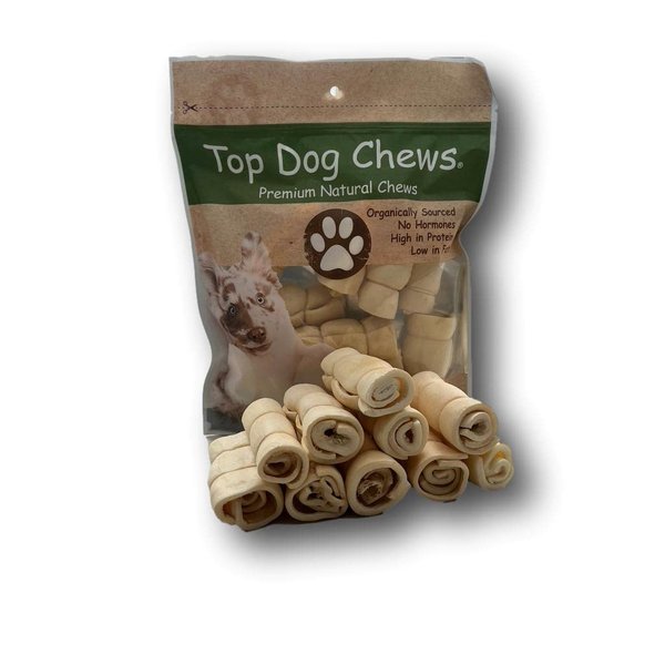 Top Dog Chews – 3” Mini Cheek Rolls, 10 Pack, Long Lasting Dog Bones for Aggressive Chewers, Rawhide Free Dog Treats