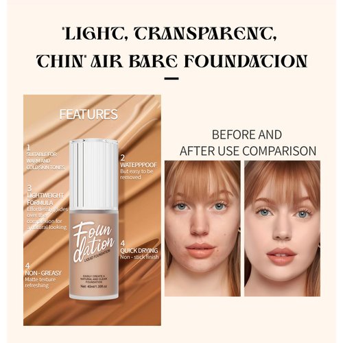 Nekoogirl Foundation,Matte Foundation Concealer Full Coverage,Natural,Oil-Control &Waterproof Foundation Makeup For Women. (#104, 40ml)