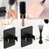 Curly Hair Brush Comb Holder, Curl Defining Brush Comb Cleaner Tool, 2 Pcs Comb Holder and 1pcs Comb Cleaner Tool, Comb Holder No-Drill, Suitable for Most Combs, for Home Or Salon Use. (black)