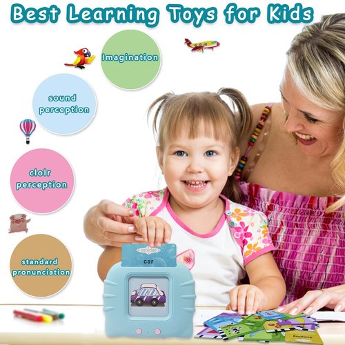 BAOXUE Toddler Learning Toys for 1 2 3 4 Year Old Girls Boys,Educational Toys for Toddlers Ages 2-4,Talking Flash Cards with 224 Sight Word,Speech Therapy Autism Toys Birthday Gift for Kids 1-3 (Blue)