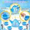 61Pcs Tea Party Set for Little Girls, Fairy Tale in Ice and Snow Toys, Princess Tea Set Includes Crown, Dessert, Cake Stand & Carrying Case, Kids Kitchen Pretend Play for 3 4 5 6 Year Old Girl Gift