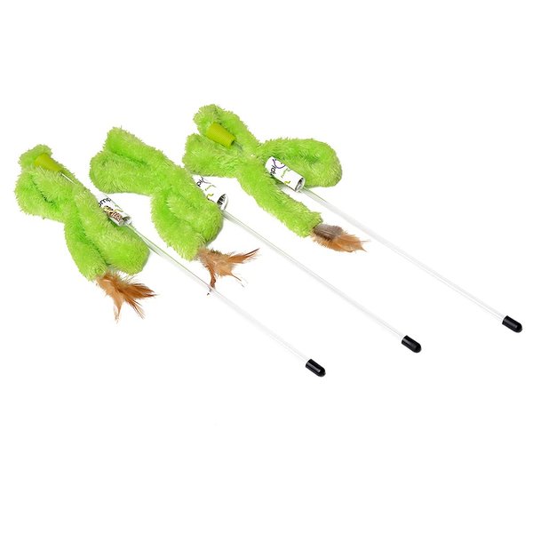 RompiCatz Teaser String Wands and Interactive Cat Toy, Feather n' Fabric, 3 Pack