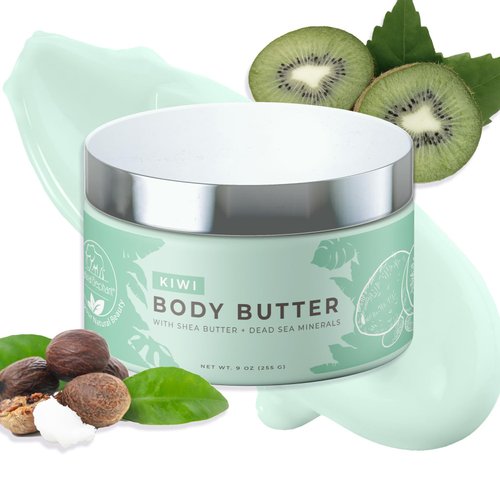 Natural Elephant Body Butter - with Shea Butter, Dead Sea Minerals, Vitamin E- All-Day Hydrating Lotion, Luxurious Moisturizer, Cruelty-Free, Paraben-Free, 9 oz (Kiwi)