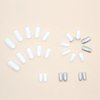 Square White Press on Nails Medium Fake Nails with Silvery Glitter Designs Glossy Full Cover Acrylic False Nails with Rhinestones Designs Reusable Glue on Nails for Women 24PCS