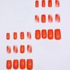Orange Press on Nails Medium Square Fake Nails Marble Texture Glossy False Nails with Glitter Gold Foil Design Stick on Nails Full Cover Acrylic Glue on Nails for Women Girls Manicure 24Pcs