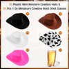 Sumind Cowboy Cowgirl Party Decorations Supplies Plastic Mini Western Cowboy Hats with 1 oz Miniature Cowboy Boot Shot Glasses (40 Pcs)
