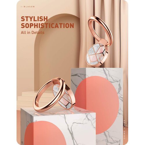 i-Blaosn Cosmo 360° Rotation Phone Ring Holder Snaps, Marble
