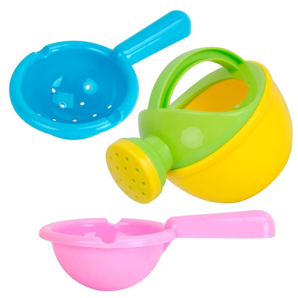 Bath Toys for Kids Ages 3+, Kids Bathtub Toys Water Toys Swimming Pool Toys, Kids Small Watering Can Bath Toys with 2 Bathing Spoons, 3 Pack Shower Toys for Kids Bath Time Fun (Green)