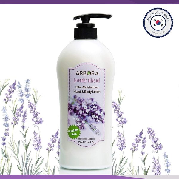 ARBORA Hand & Body Lotion LAVENDER OLIVE 25.4OZ/750ML Paraben Free Natural Ultra-Moisturizing, Professional Massage Lotion Original from Korea