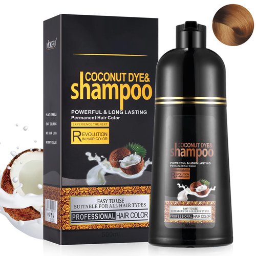 Light Brown Hair Dye Shampoo 3 in 1 Coconut Hair Color Shampoo for Men Women Gray Hair Coverage - Herbal Brown Shampoo Colors, Long Lasting Brown Hair Dye 16.9 Fl Oz (Light brown)