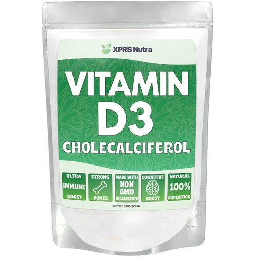 XPRS Nutra Vitamin D3 Powder (Cholecalciferol) - Unflavored VIT D Powder for Bones and Immunity - Vitamin D3 Powder for Muscle Function - Vitamin D Powder Supplements (8 Ounce)