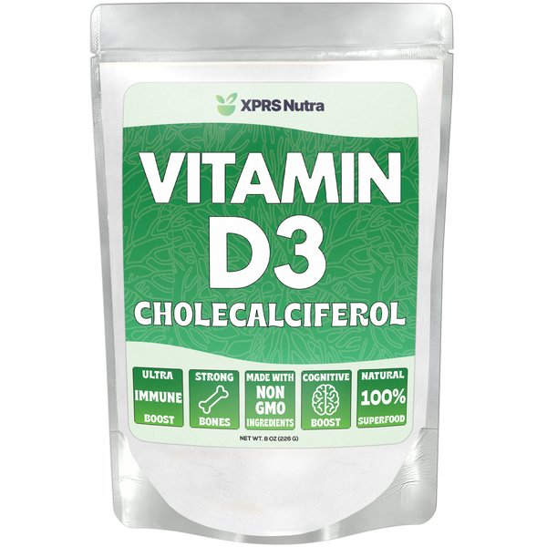 XPRS Nutra Vitamin D3 Powder (Cholecalciferol) - Unflavored VIT D Powder for Bones and Immunity - Vitamin D3 Powder for Muscle Function - Vitamin D Powder Supplements (8 Ounce)
