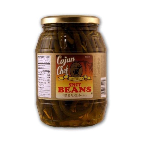 Cajun Chef Louisiana Spicy Green Beans - 32 oz (Pack of 4) - Bold Cajun Flavor - Perfect for Hors d'Ouevres, Cocktail Parties, as a Salad Garnish, Bloody Marys and More - Versatile and Delicious