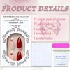 Y2K Press on Nails Medium Almond MABKJLF French Tip Fake Nails Wine Red Full Cover Red Star False Nails with Designs Glossy Glue on Nails Acrylic Nails Manicure Artificial Nails for Women Girls 24Pcs