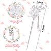 2 Pieces Rhinestone Pearl Flower Hair Stick Vintage Chinese Hair Chopsticks Vintage Tassel Hair Pin Chignon Pin Chopsticks Hair Styling Hair Making Accessories for Women (Silver)