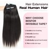 Isheeny Tape in Hair Extensions Human Hair Black Women Yaki Tape in Extensions Human Hair Light Yaki Straight Hair Extensions Real Human Hair Tape in Extensions 20 Inch 20 pieces 50g/set