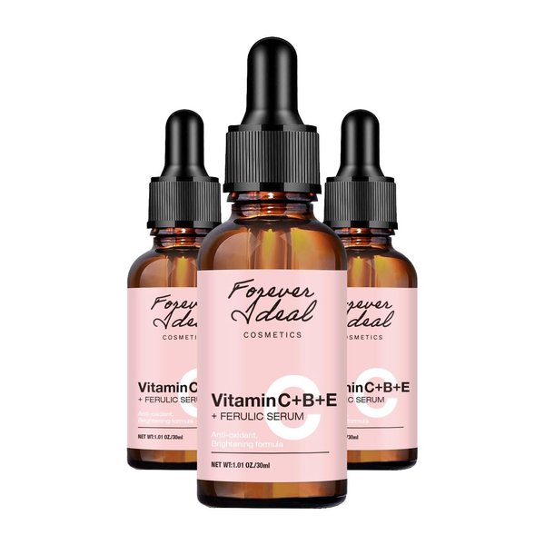 Forever Ideal Vitamin C Serum with Ferulic Acid - Anti-Aging Skin Care Face Serum - Hyaluronic Acid - Vitamin E - Brightening Serum for Dark Spots - Reduced Fine Lines & Wrinkless