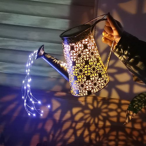 Vcdsoy Solar Watering can with Lights - Gifts for Mom Women Grandma Solar Lights Outdoor Garden Decorations Waterproof, Hanging Waterfall Fairy Lights Yard for Garden Table Patio Yard Pathway Walkway