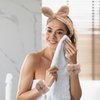Face Wash Headband and Wristband Set | Spa Headband and Wristband Set Combination | Essential Beauty Routine Accessory | Bunny Ears Headband | 3-Piece Set | Coral Fleece | For Women and Girls